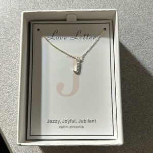 NWT Love letter J necklace, in original packaging/box
